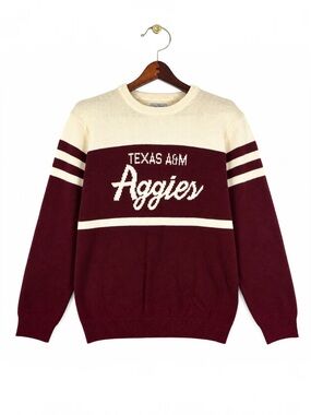 Hillflint Texas A&M Aggies Varsity Knit Sweater Maroon Cream XL NWT